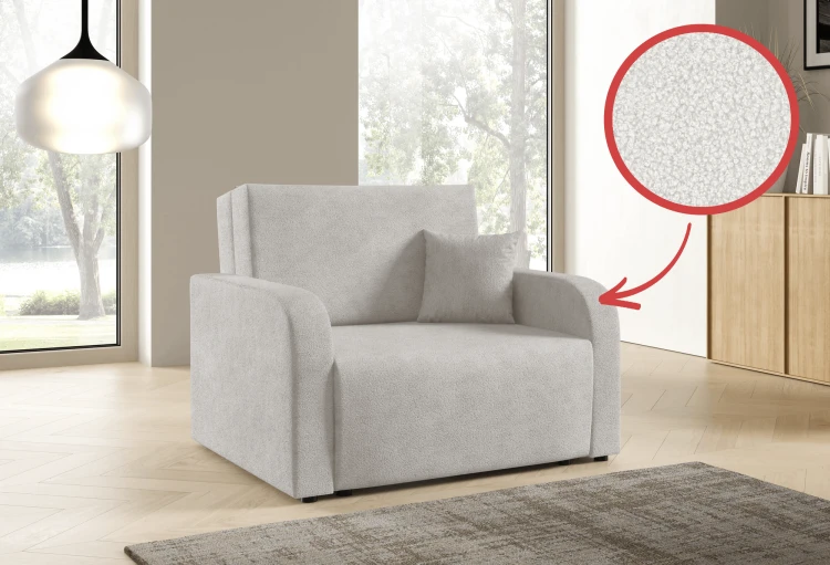 Fotel jednoosobowy Amerykanka rozkładany z funkcją spania Peri boucle – zdjęcie 2