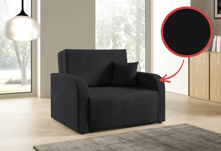 Fotel jednoosobowy Amerykanka rozkładany z funkcją spania Peri boucle – zdjęcie 7