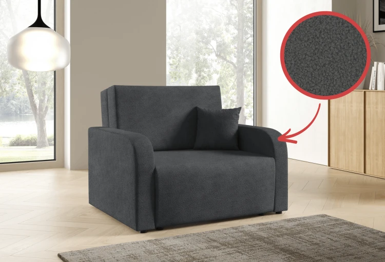 Fotel jednoosobowy Amerykanka rozkładany z funkcją spania Peri boucle – zdjęcie 6